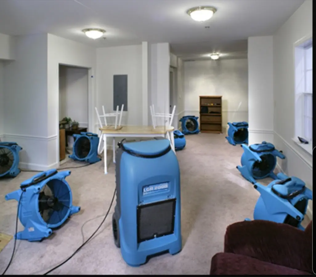 Air movers and dehumidifier setup for Water Extraction & Removal in St. Robert