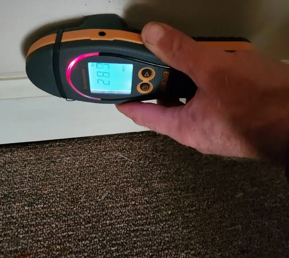 Moisture detection at baseboard during Mold Inspection & Testing in St. Robert